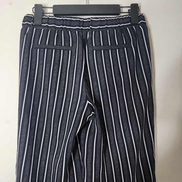 4/$20 Loft Cropped Wide Leg Pull On Black and White Striped Pants XXS Petite - Picture 3 of 7